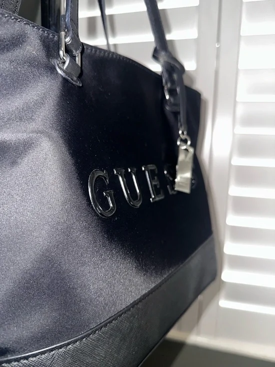 GUESS Black Embossed Logo Tote - Picture 4 of 7